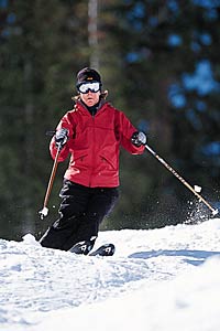 Private Lessons By carving in the bumps, you'll be using the power and rebound of the ski, making it easier to move smoothly and energetically down the fall line.
