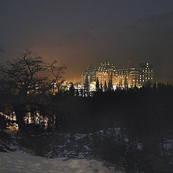 Bright Lights Dominating the skyline, the historic Fairmont Banff Springs Hotel is fondly known as