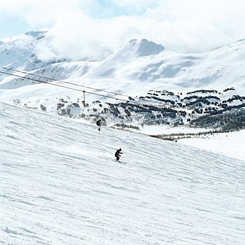 On the Slopes With lots of terrain, few skiers mark a typical Sunshine ski day.