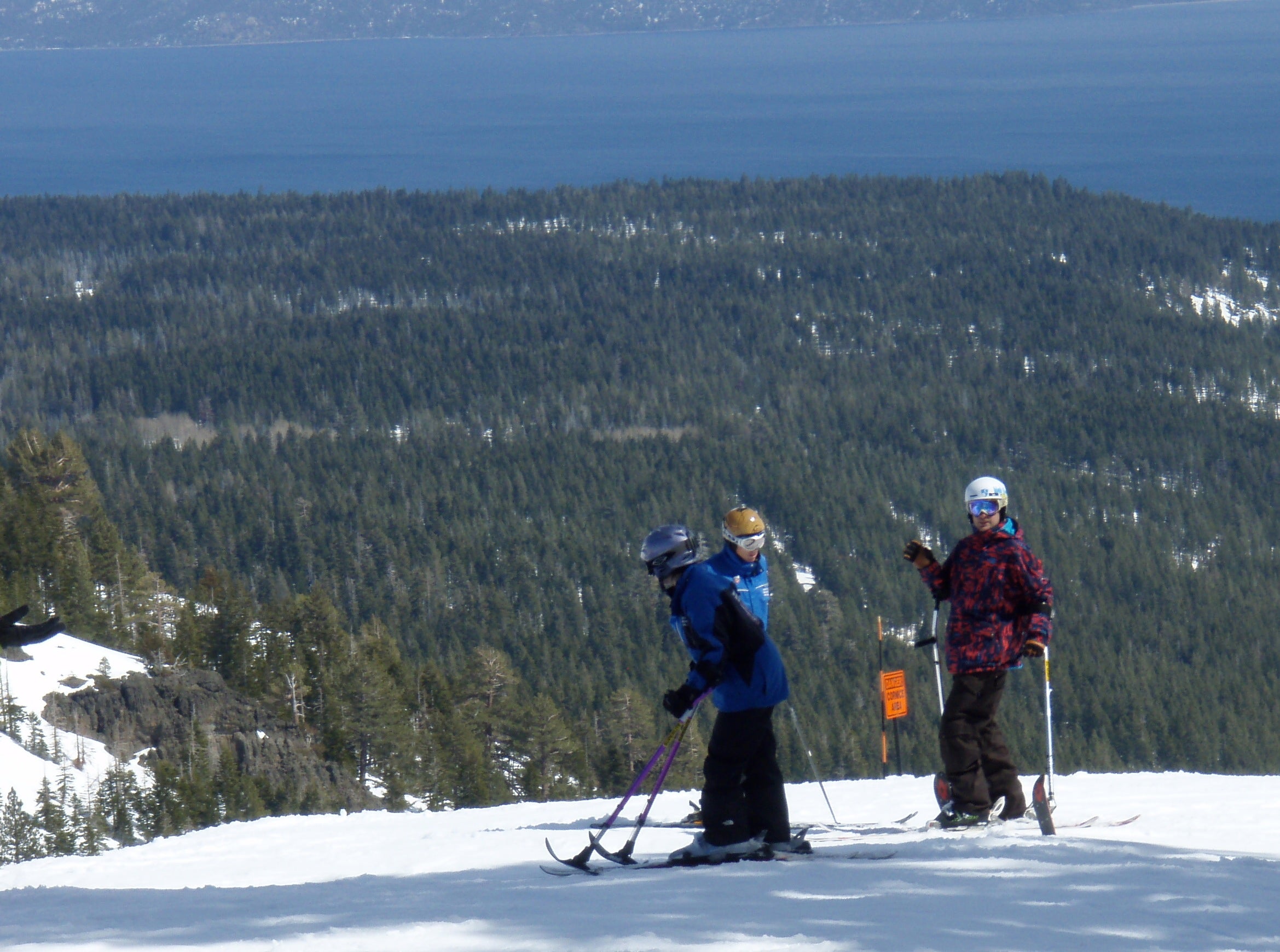 Making Turns Tuscany (blue jacket) and Wallace (right) push each other on the snow.Wallace and Tuscany have been spending their Sundays this spring at Alpine,…