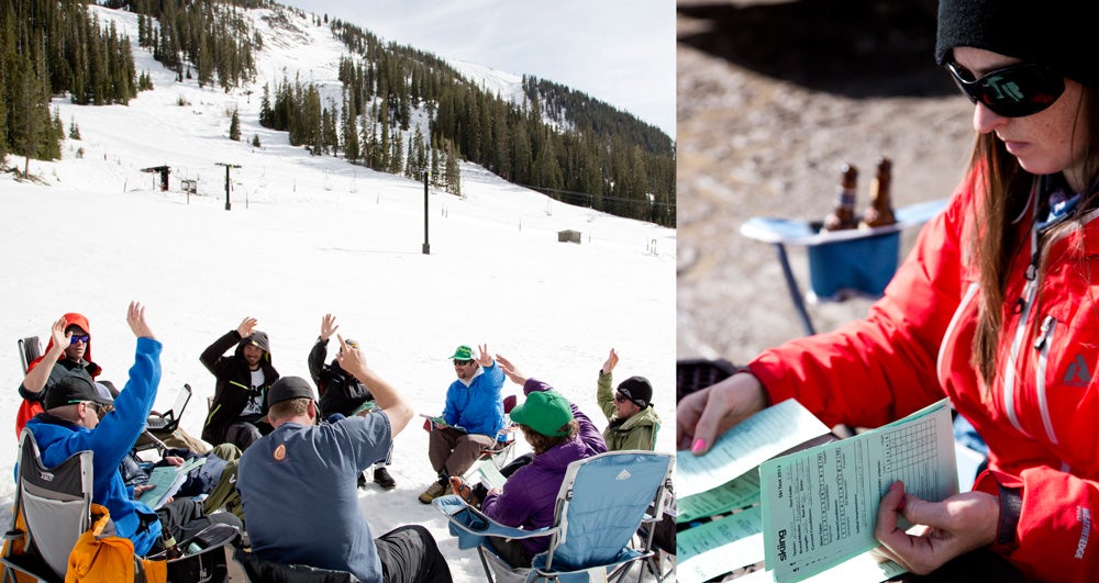 Daily Debrief Each day ends in a debrief session. This is where testers decide on the best skis of each day.