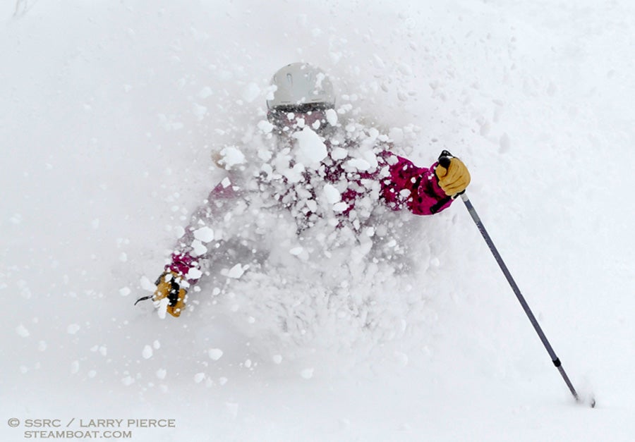 Full Speed Ahead at Steamboat! Steamboat has had 18 inches in the past 5 days! Skier Audrey Williams does not seem to mind. steamboat.com