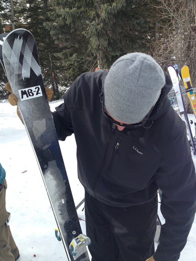 Volkl's Derek McClellan Derek may be camera shy but Volkl's skis are decidedly not.Behind the scenes of Ski Test 2013: Day 1 | Day 2 | Day 3 | Day 4