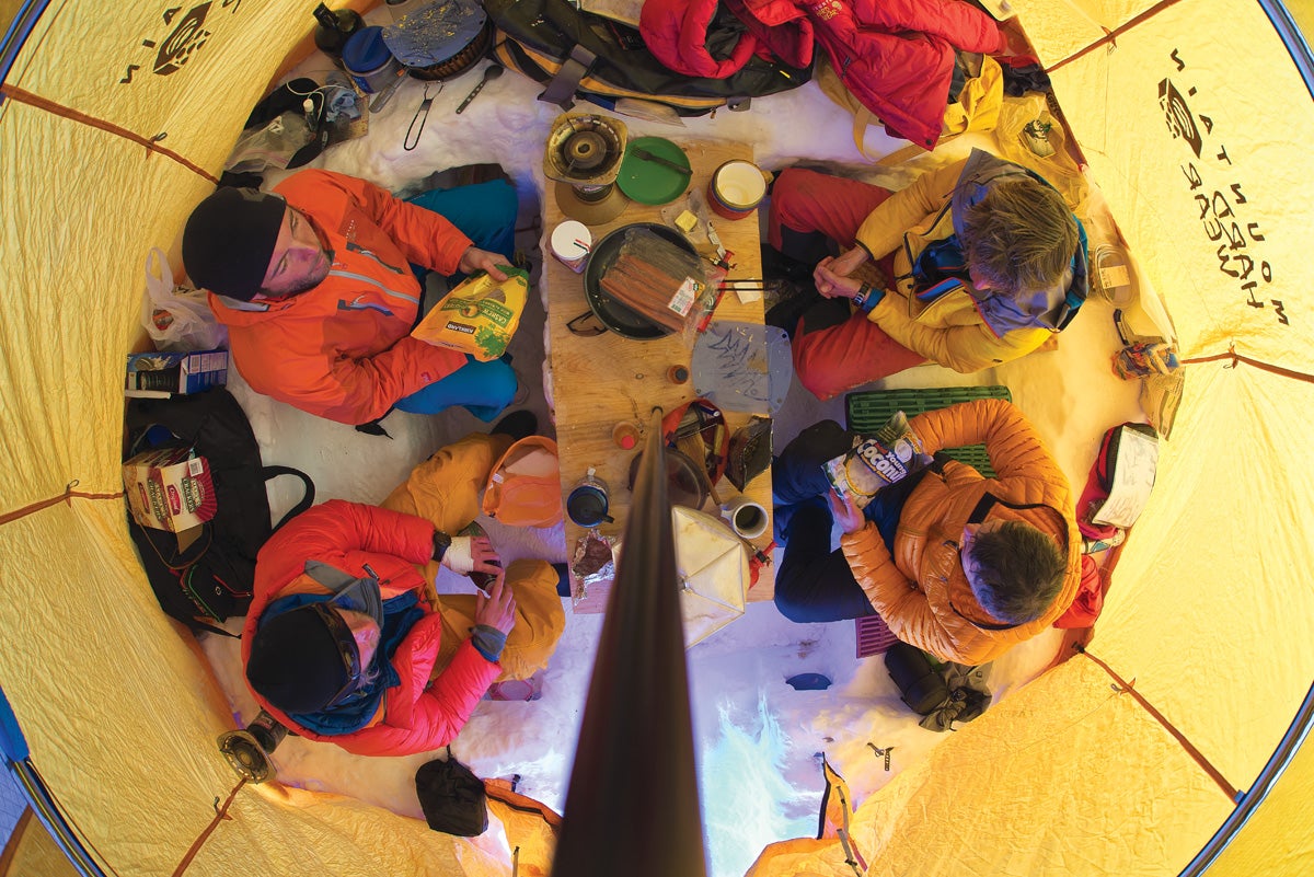 Ruth Gorge, Alaska Garrett Grove can find a way to get creative photos just about anywhere. A standard tent shot wouldn’t do, so he made the best out of the crew’s…