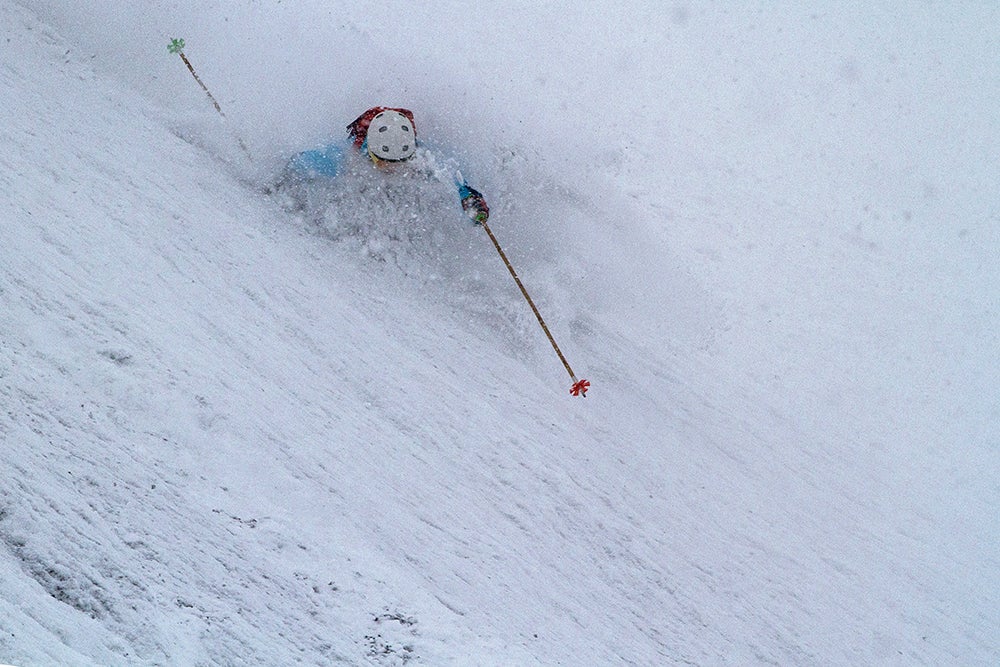 Icing on the Cake Sam Bass finds his post-race body in fine working order in the silly-deep snow of Highland Bowl.Read the full Power of Four story here.