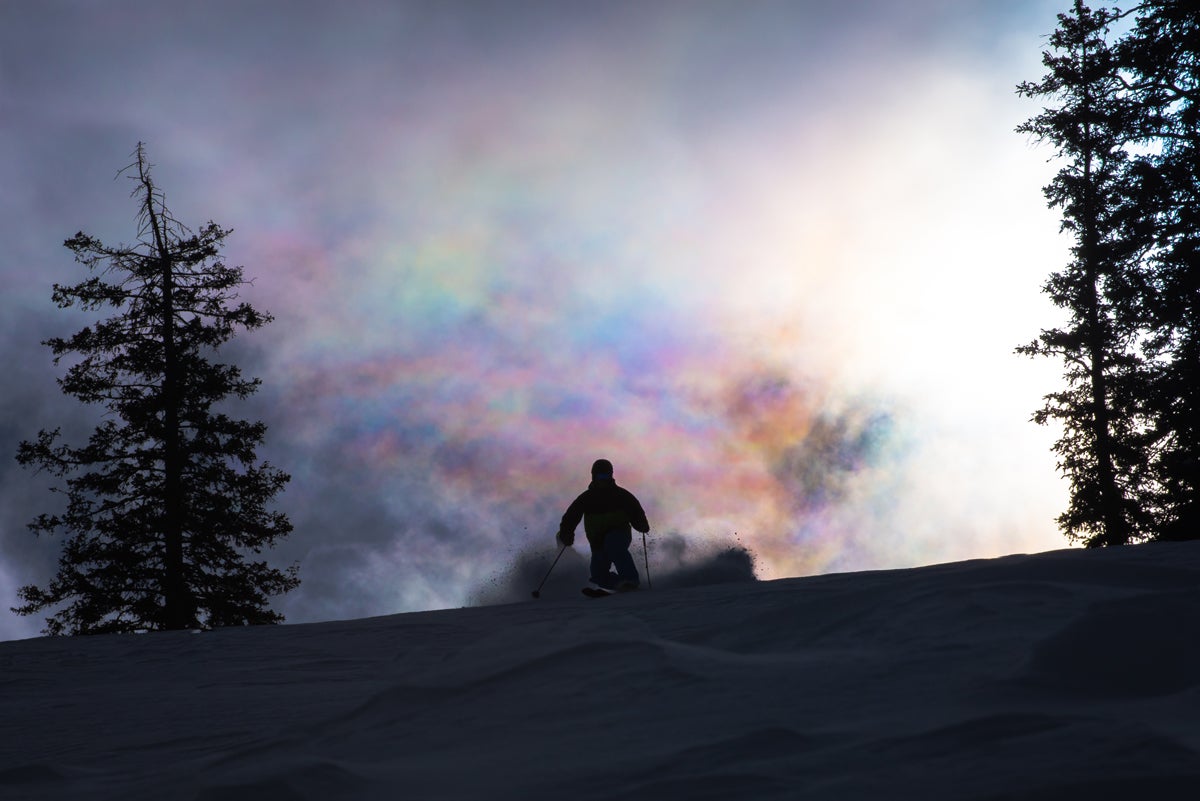 Eagle Point Cold rainbow smoke blows off Moki Steps at Eagle Point Resort in Beaver, Utah.