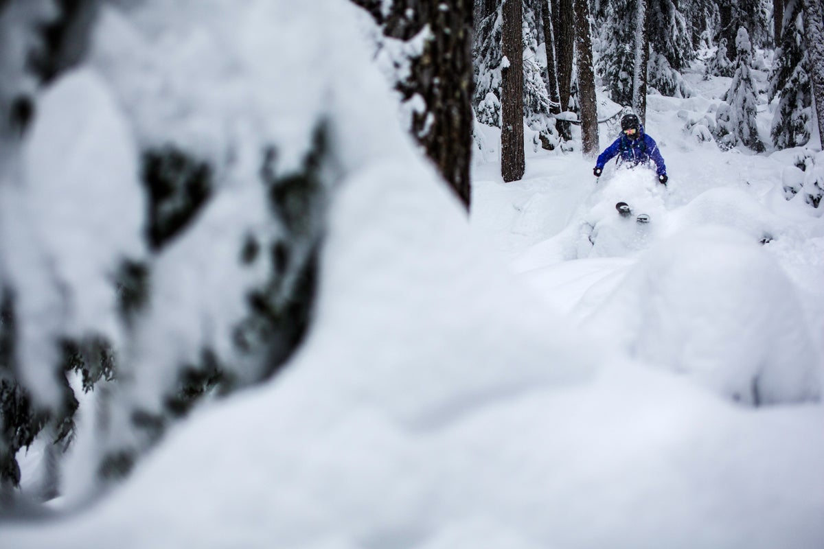 Whistler-Blackcomb Skier Annalise Fitzgerald skied Whistler’s trees on a stormy March day.