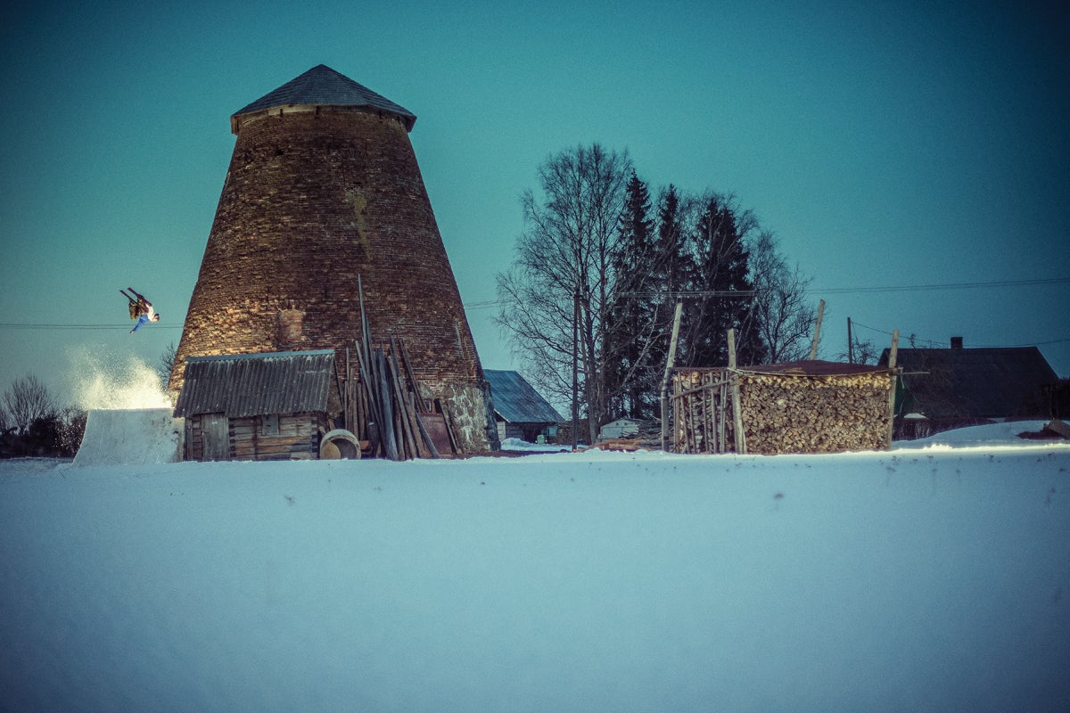 Windmill Each of the 20 times a winch pulled skier Ott Kärson toward this kicker, the chickens cooped inside the old windmill clucked ka-ka-ka. Photographer…