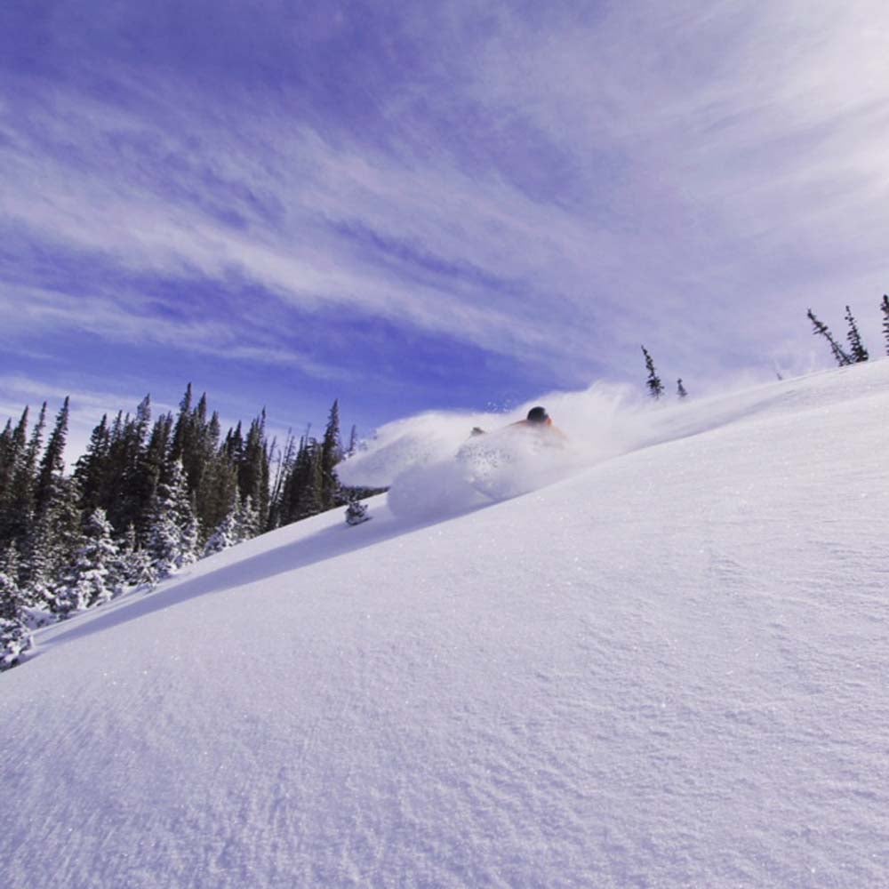 Soft Patch We're pretty sure this is Brendan Gooding testing some kind of skis. Hard to tell under all that pow.