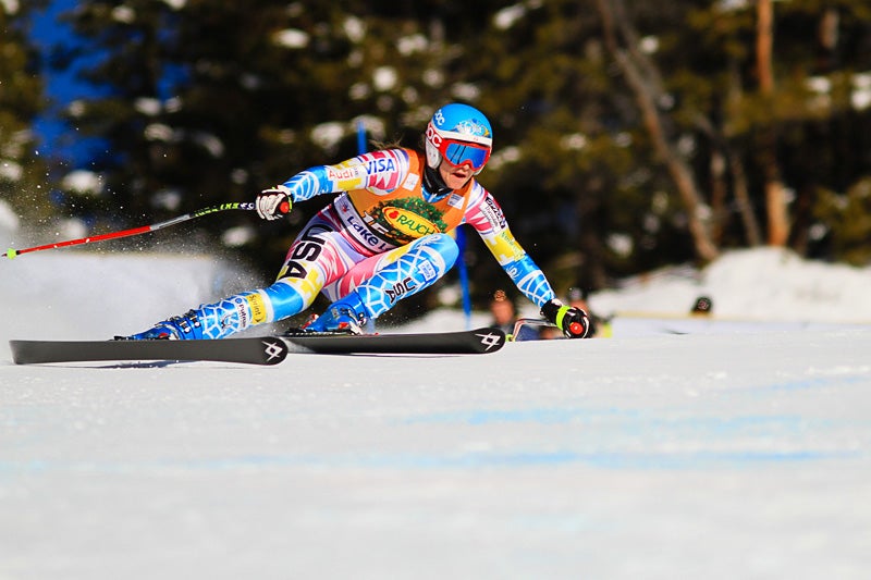 Julia Mancuso on her way to third in Sunday's Super-G. None