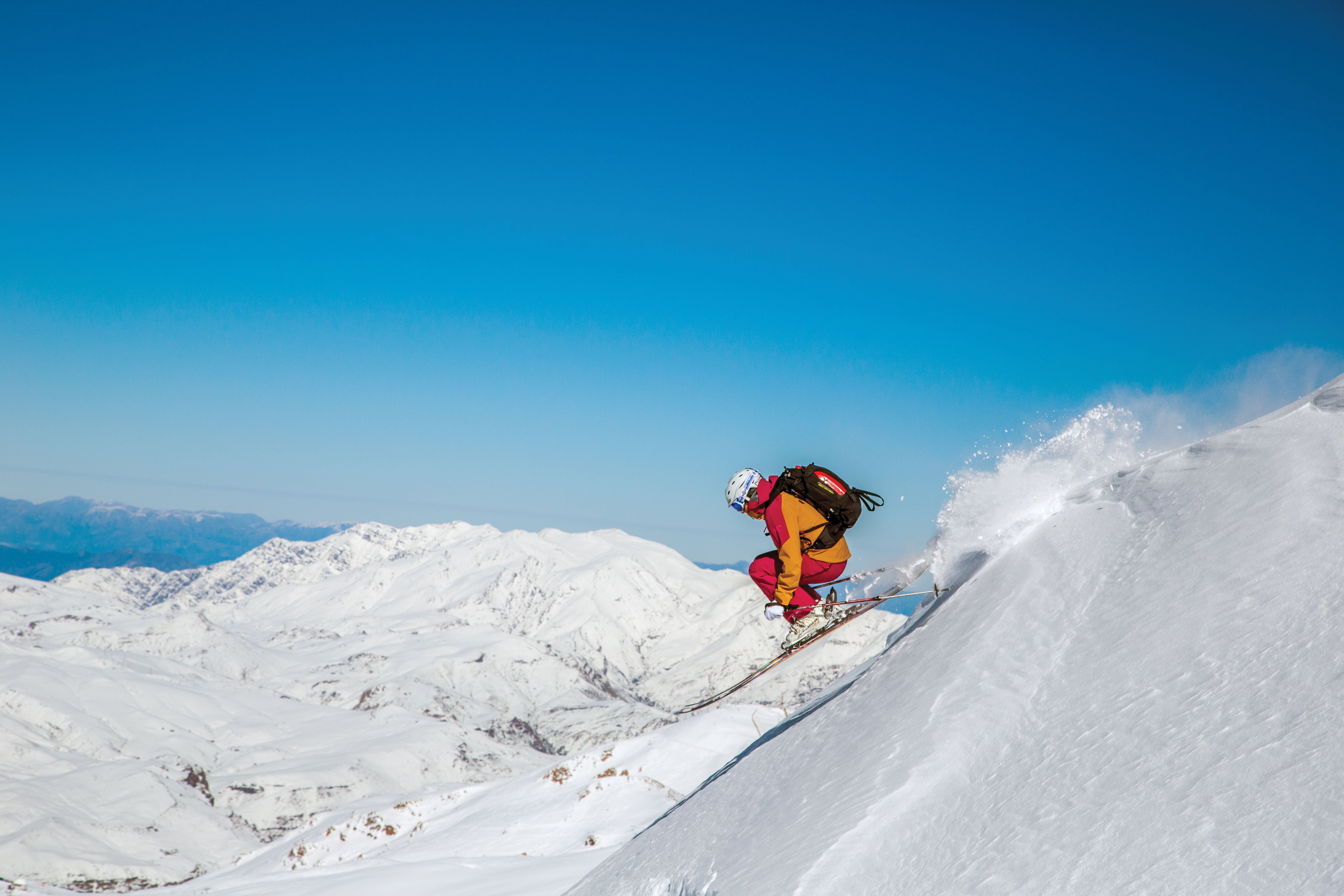SKI0218_CHI11_byKeriBascetta_V2 Hillary Saunders airs it out at Valle Nevado Resort.