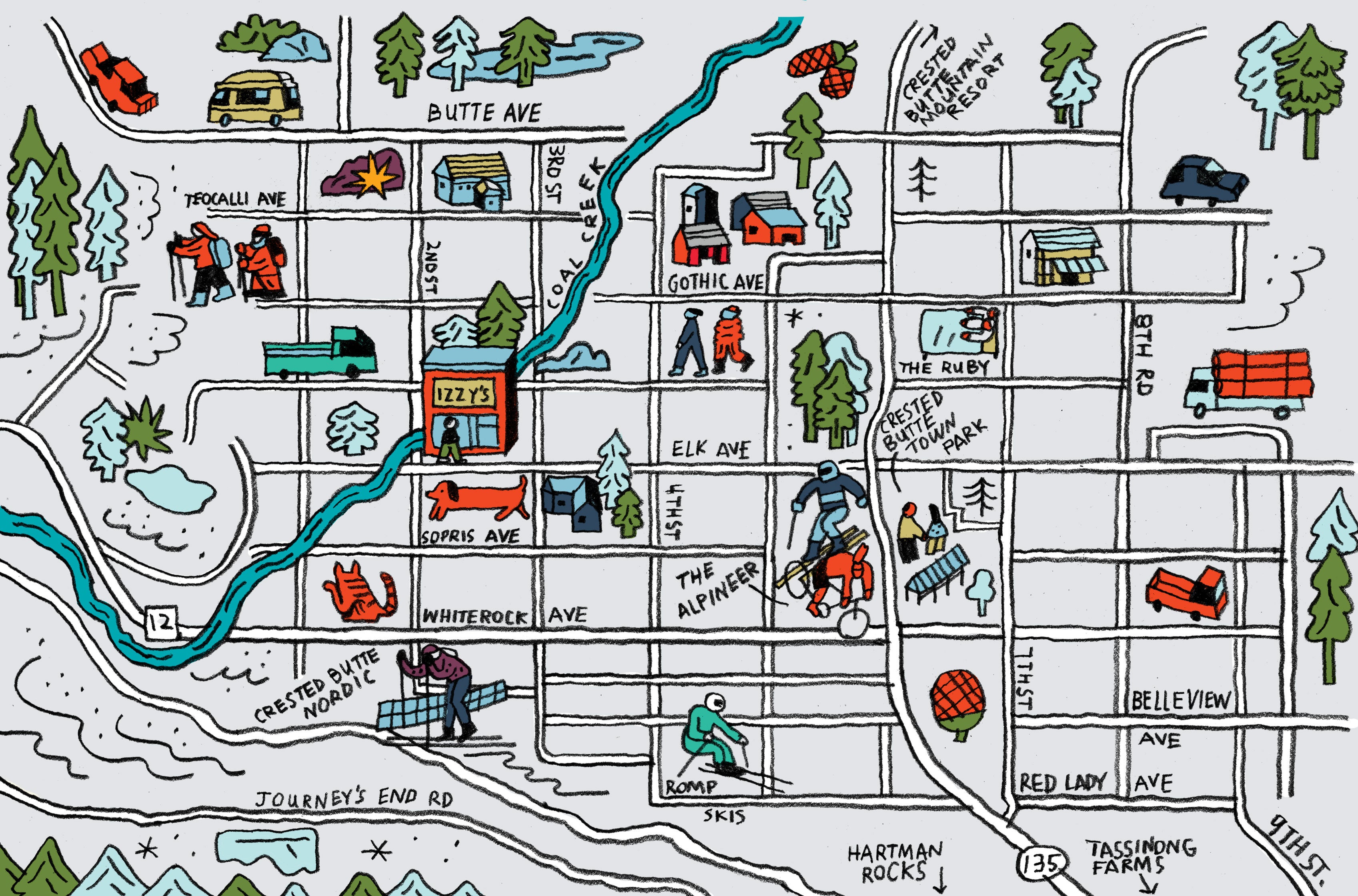 crestedbutte2 Illustrated map of Crested Butte