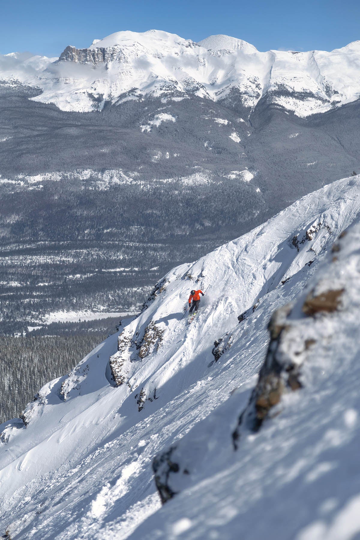 SKI1218-TRA5-byRyanBray-s A skier picks he way through one of the steeper entrances int he Tres Hombres Zone