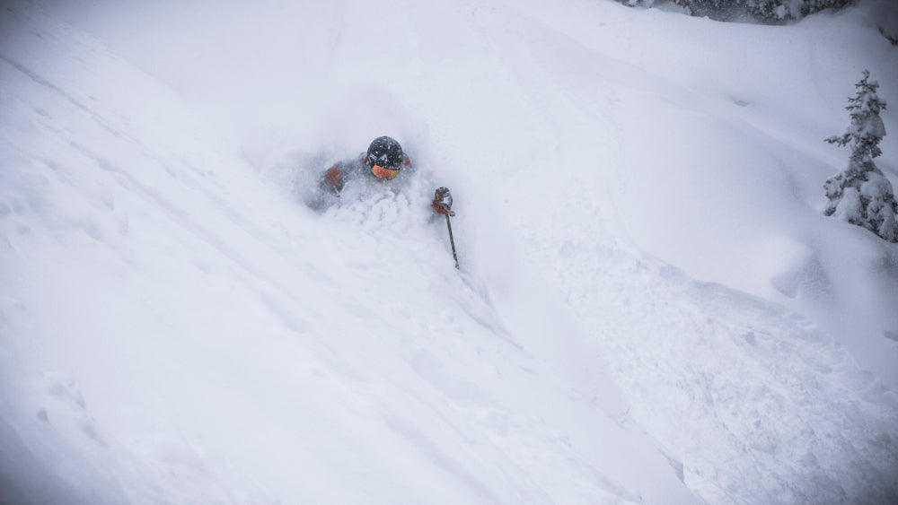 St Anton Day 2 powder Jackson Lebsack gets a face shot in St. Anton