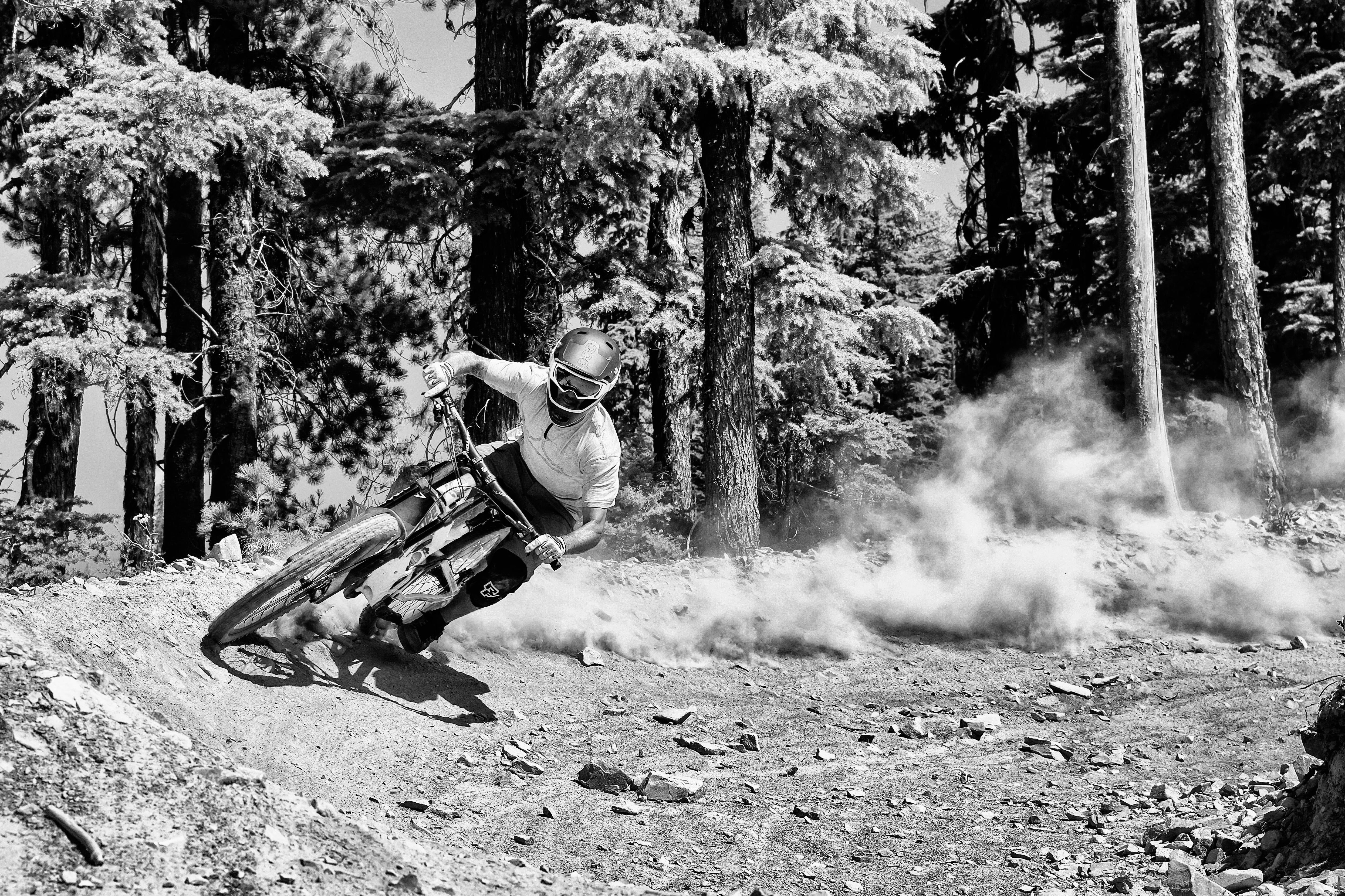 Andy2 Andy Mahre demonstrates solid cornering technique on his mountain bike.