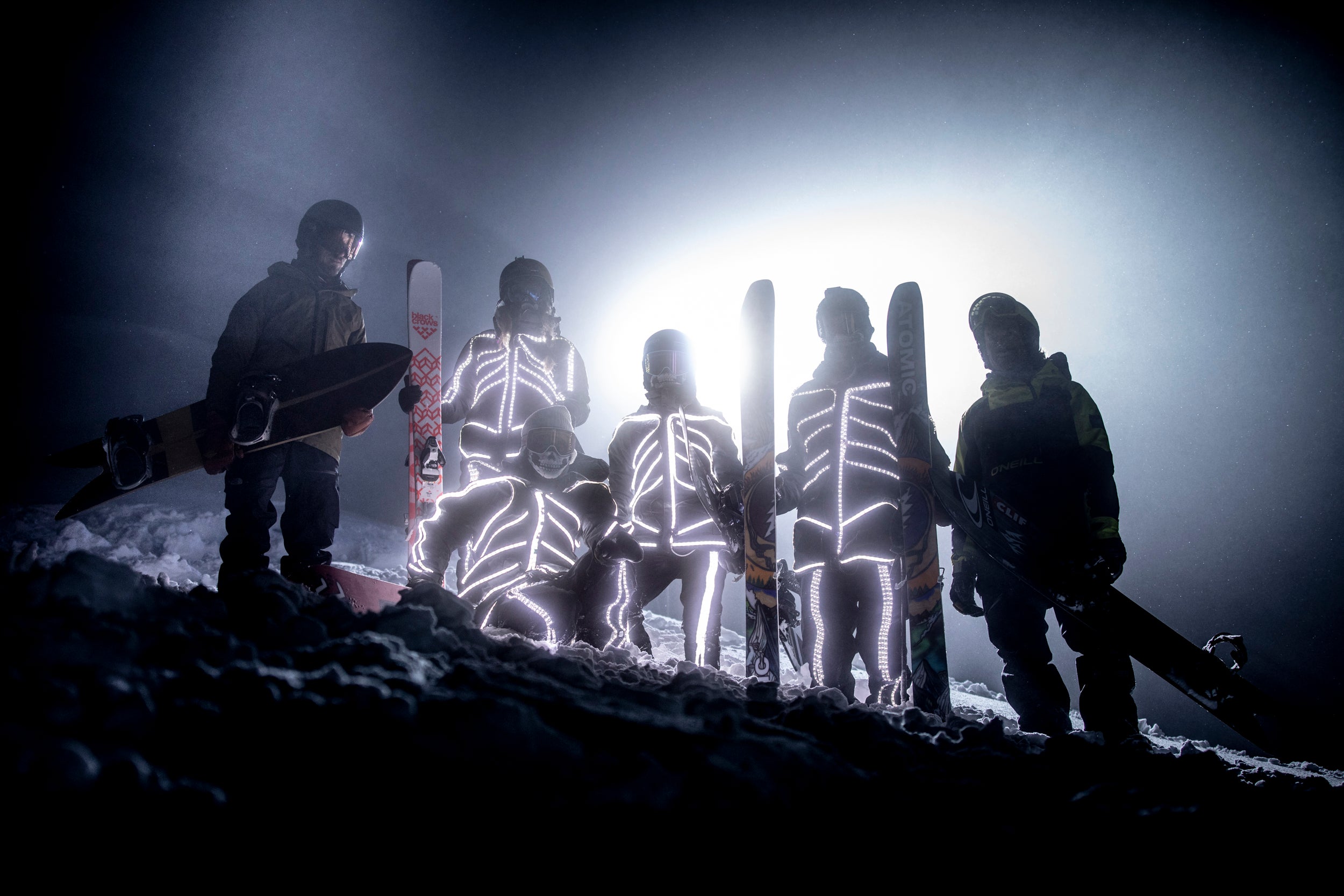 @blattphoto-Group1 The crew of 'Fire on The Mountain' in light suits.