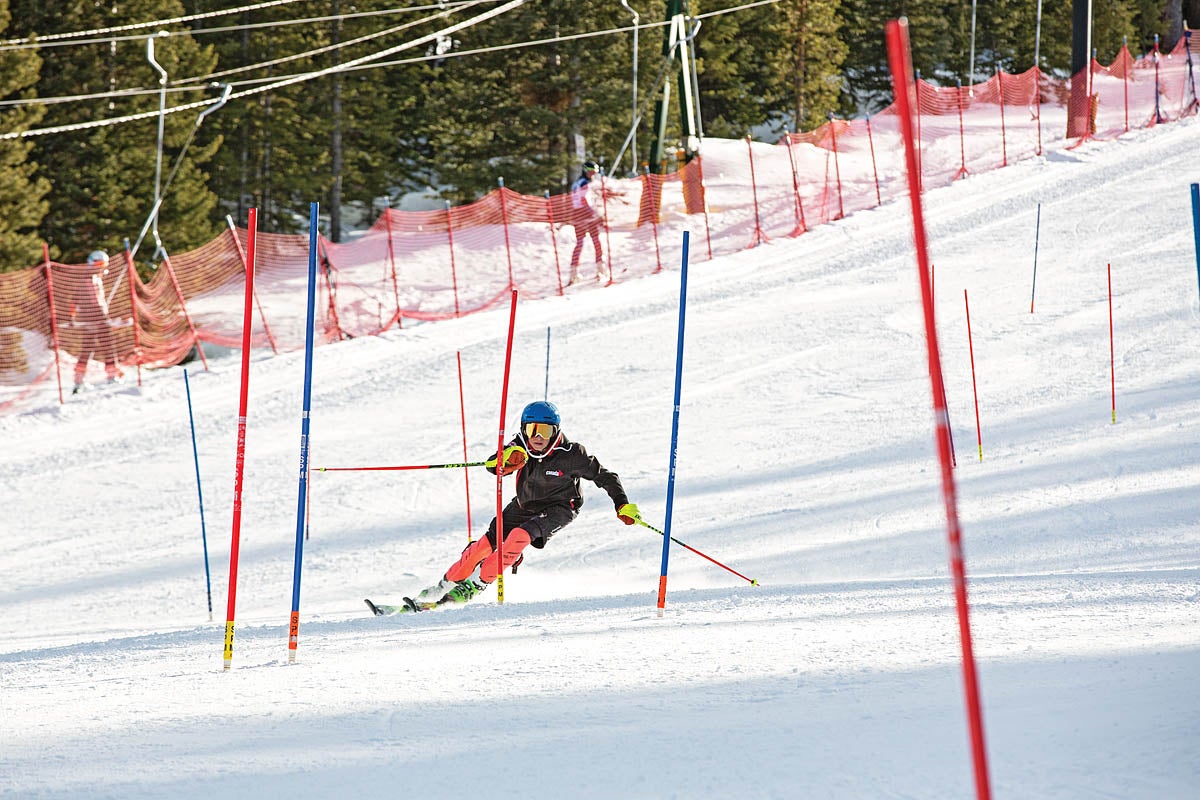 SKI0120-Eldora02 Lukas Haug trains on the slalom course