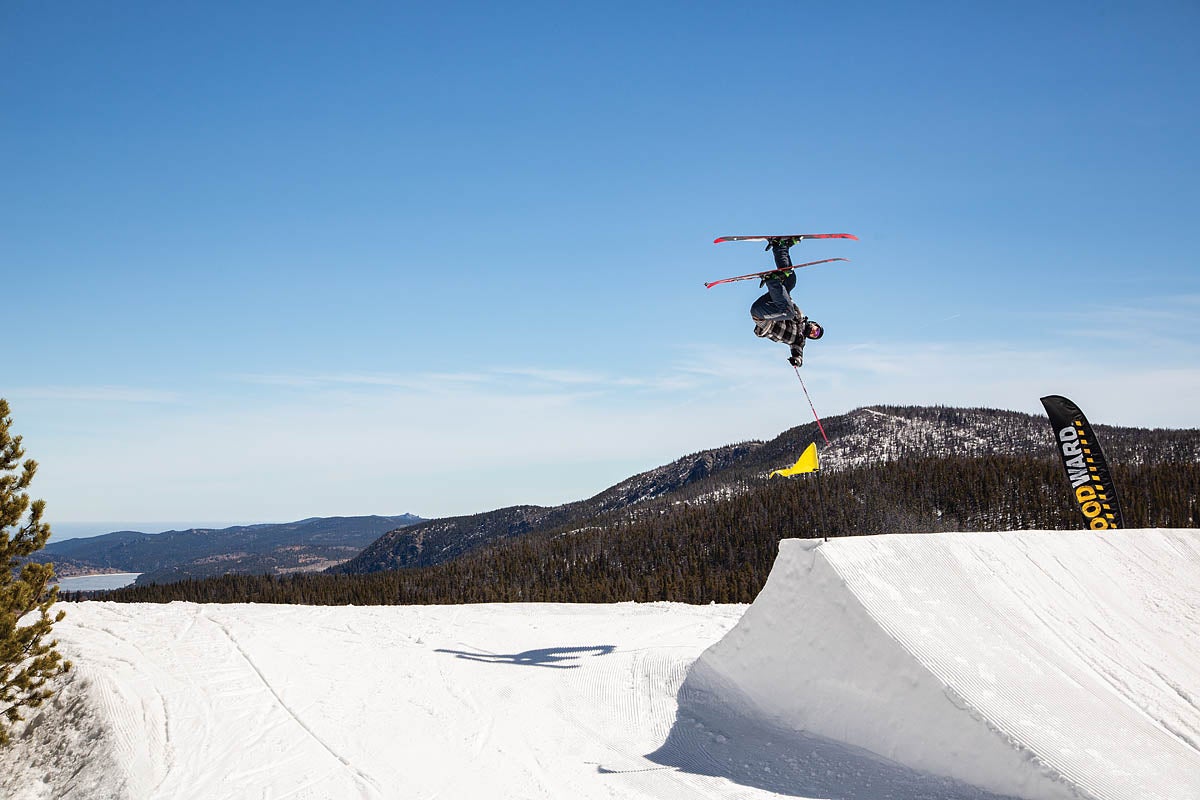 SKI0120-Eldora10 Freestyle coach Linhart shows how it's done in one of Eldora's three Woodward terrain parks. Linhart, originally from the Czech Republic, has been…