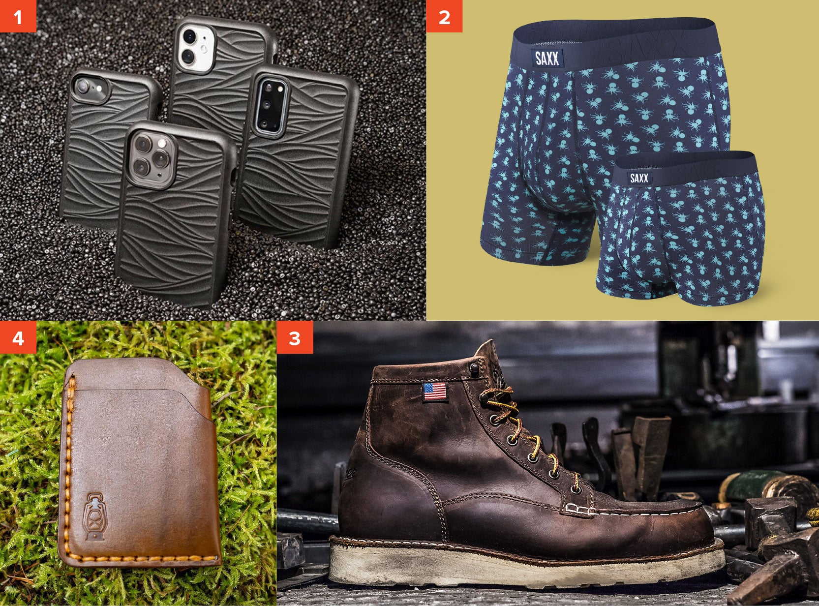 05-ski-fathers-day-2020 Lifeproof WĀKE Phone Case, Saxx Father/Son Undercover 2-Pack, Danner Bull Run Moc Toe Boot, and Dark Forest Rustler Vertical Wallet