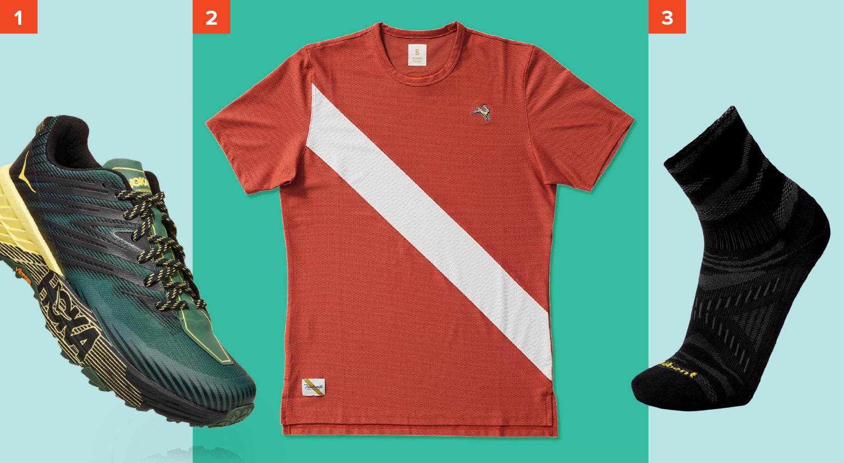 11-ski-fathers-day-2020-run2 HOKA ONE ONE Men's Speedgoat 4, Tracksmith Van Cortlandt Tee, and Le Bent Trail UltraLight Mini Sock