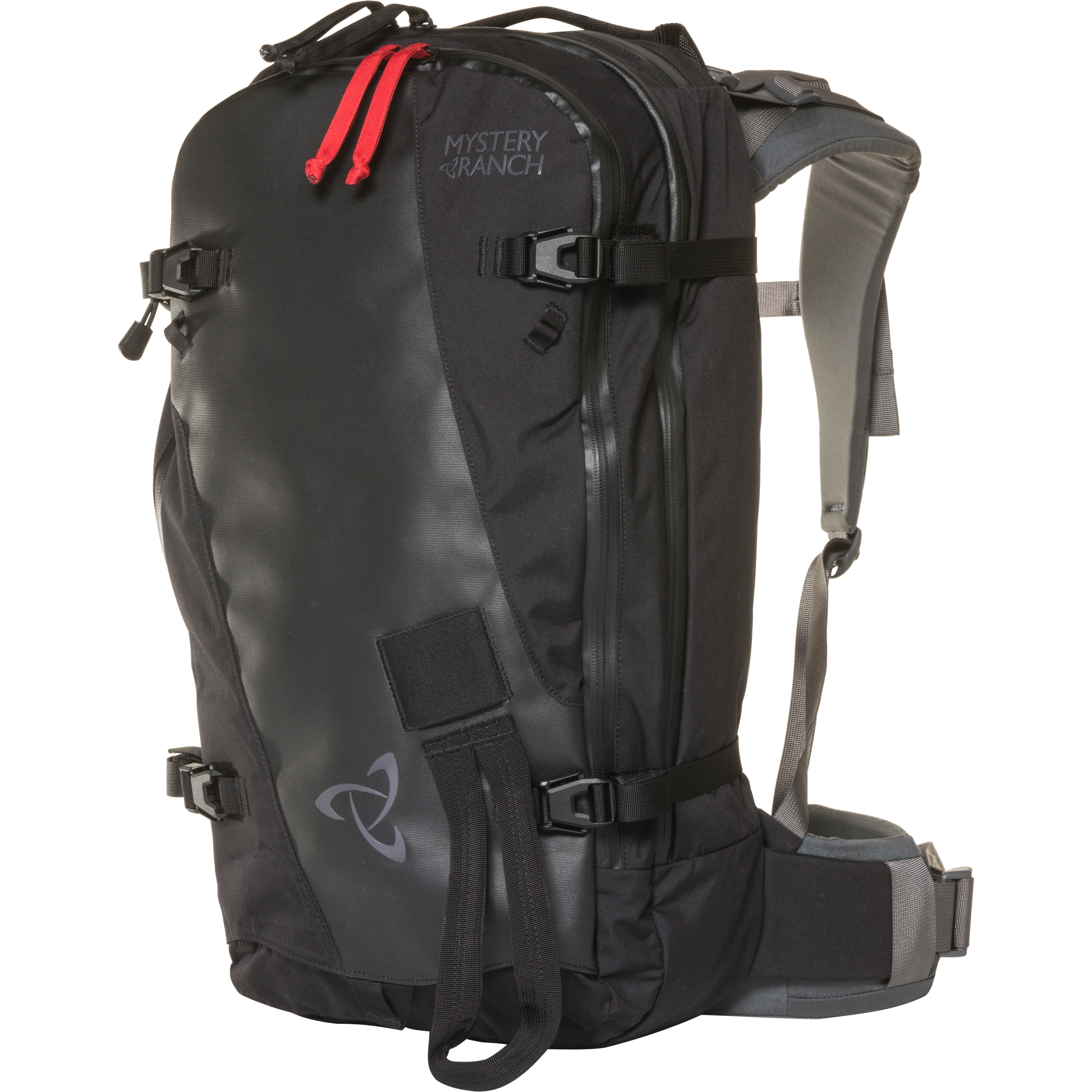 SADDLE PEAK BLACK 3QTR (1 of 1) Local Bozeman, MT gear company, Mystery Ranch, makes a ski pack for backcountry and resort days alike.
