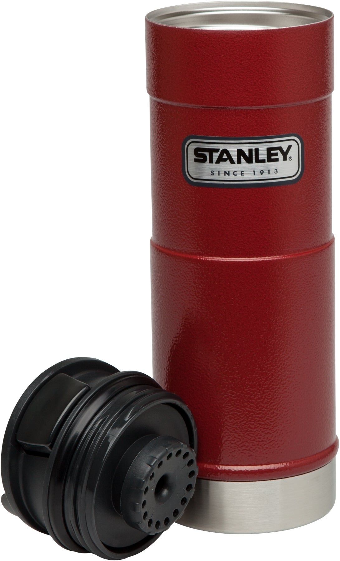 Classic - One Hand Vacuum Mug - 16oz - Hammertone Crimson - Open Stanley Classic One Hand Vacuum Mug