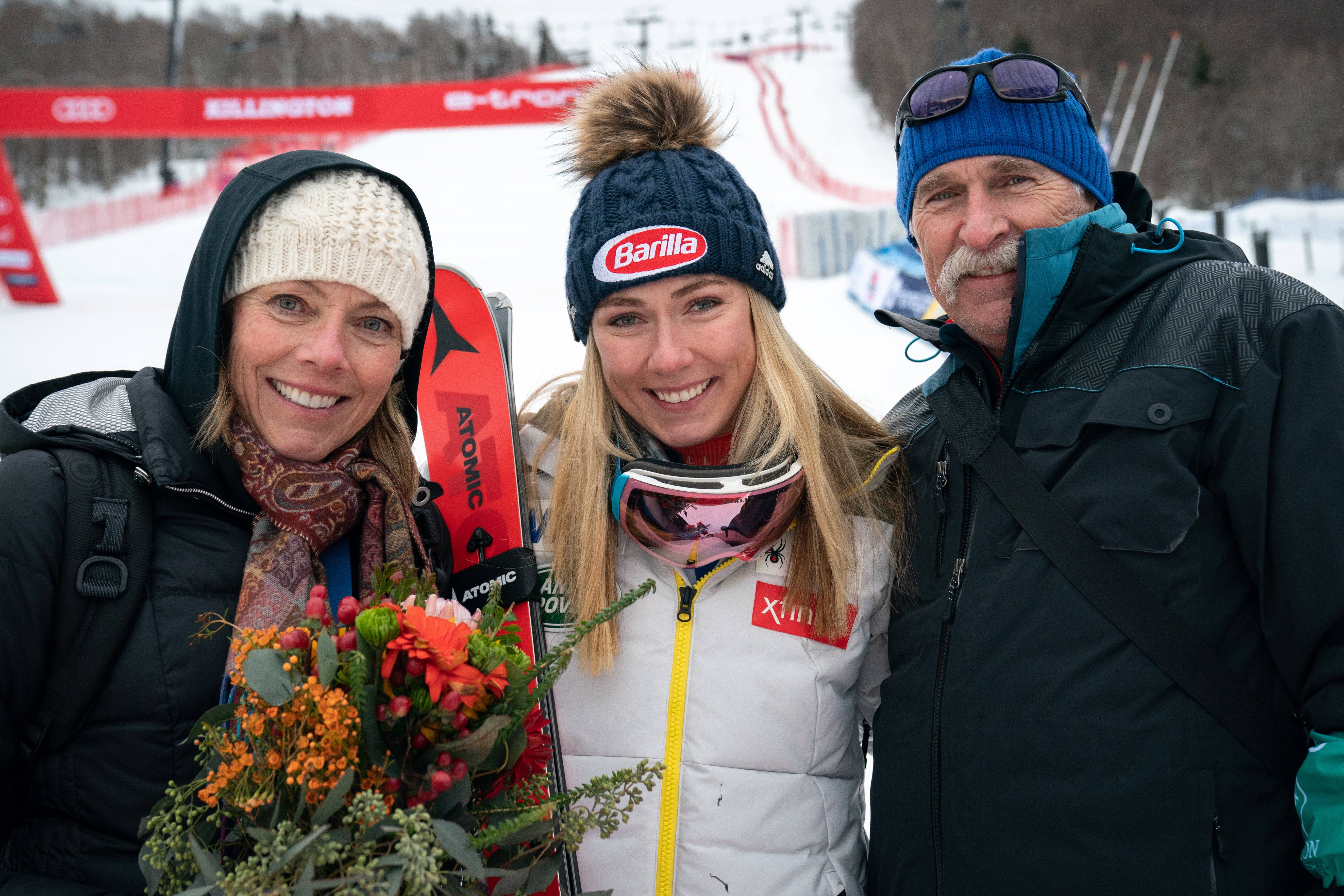 stevenearl_201912012242 Mikaela Shiffrin with parents at the Killington World Cup, 2019