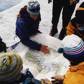 Map Reading OUTDOOR APPEAL Map reading on the Columbia Icefield, which feeds eight nearby glaciers.