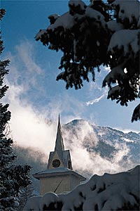 taos pic G 1000 The Taos steeple against the Sangre de Cristos. (Photo by Ken Gallard)