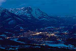 Ski Towns Fernie G 1100 Night falls on the Elk Valley.