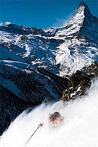 Almost a Cover: Zermatt, Switzerland Deep powder, blue skies, gondolas, the Matterhorn: Almost too good to pass up. But the image is just a bit too busy for type.