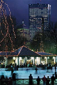 Blue-Collar Boston Skating at Frog Pond Pavilion in the Boston Common.