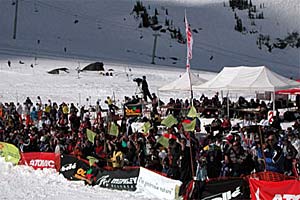 Battle of the Ski Schools Team Beaver Creek gathers on the podium to collect first prize as they successfully defended their crown at this year's competition.