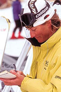 How We Test Skis Pic G 6 Paperwork After each run, testers promptly complete test cards, which include numerical scoring and a comment section. Here, Taos patroller Rachel…