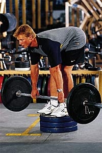 Dead Lifts B (B) Bend forward slowly as far as you can stretch, while keeping your back straight. Then return to the starting position. Do three sets of eight…
