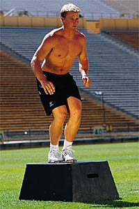 Lateral Jumps B Land on the left leg, touch your right leg to the platform...