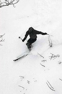 Soul, Feb 2005 A skier rides one of Bohemia's two chairlifts.