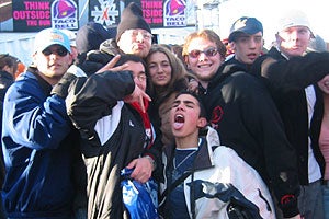 X Games 2004 Vail locals Mackensie Boyie (14)and Heather Nelson (15) came to X Games to cheer on Shaun White and other