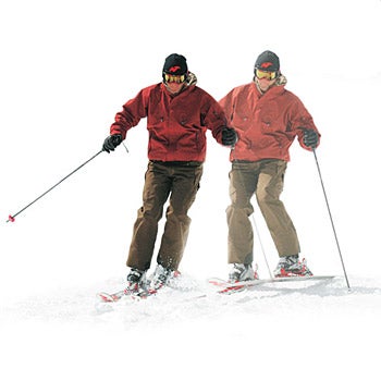 Mogul Manual 1105 Start skiing across a moderately steep hill in a traverse. Release your edges by standing up. You'll start drifting sideways downhill.