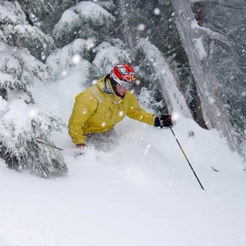 Intermediate: Step 1 Focus on your skis' tips.Open your stance, pressyour shins forward, andcoax the front of your edgeto engage first.