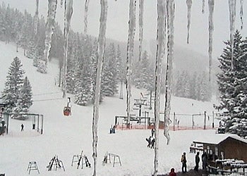 Ski Apache, New Mexico Icicles drape across the mountain cam's view at Ski Apache, which received an incredible 26