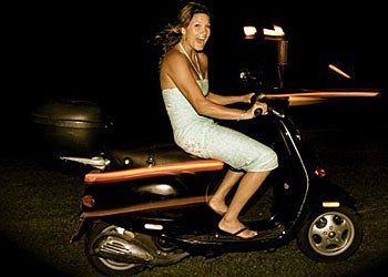 Julia Mancuso Mancuso cruises on her Vespa in Maui Hawaii after training. The reigning Olympic giant slalom champion skis all four disciplines (SL, GS, SG, DH) and…