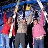 IFSA Freeskiing Competitions Laura Ogden takes first place on the podium for women's freeskiing finals at the Subaru North American Freeskiing Championship.