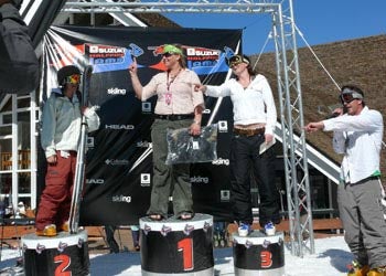 Suzuki Halfpipe Jams In the women's skiing finals, Lauren Alkire came in first, Michelle Galvin in second, and Stacia Federowski in third.