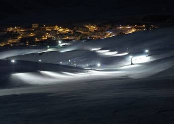Night Skiing If you've still got energy, the slopes illuminate for night skiing and riding.PHOTO: Las Leñas
