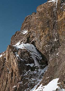 Frightening Obstacles Three quarters of the way into the run, Lécluse had to rappel down this 115-foot cliff. He set three pistons as protection, but the semi-brittle…