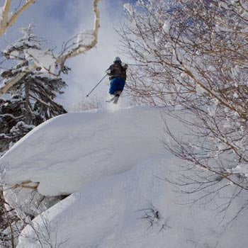 Hokkaido Air Richard Permin dropping a cliff on his Sweetspot shoot in Hokkaido Japan.PHOTO: Wataru