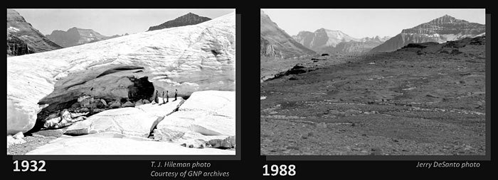 Boulder Glacier Cave Located in Glacier National Park., MT. For more information about the USGS Repeat Photography Project, visit www.nrmsc.usgs.gov.