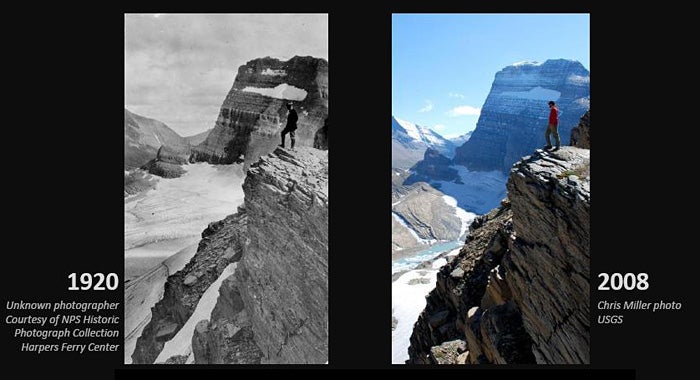 Grinnell Glacier Overlook This 1920 photo (left) shows National Park Service Director Steven Mather on Piatt Path near present day Grinnell Glacier Overlook. Darren Pfeifle…