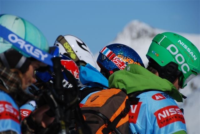 Watching the Master Competitors watch as Aurélien Ducroz of France competes in Squaw. Aurélien Ducroz took home first place for the men skiers. “I am really happy to…